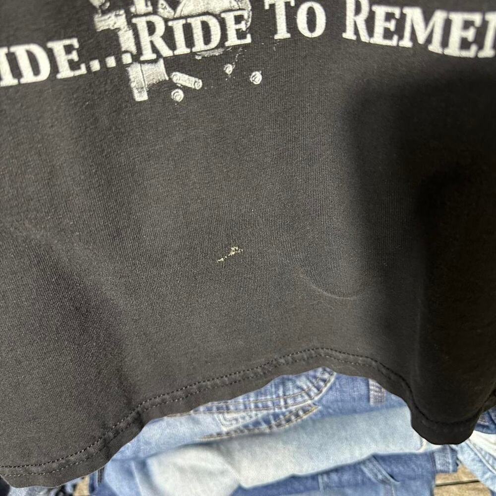 Vintage Y2K Sturgis Bike Rally Tee Mens XL Faded Black Shirt Bald Eagle Flames - Picture 4 of 4